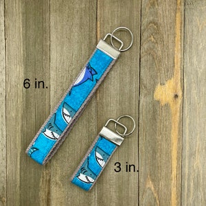 Shark Print- Car Key Fob for House Keys, Wristlet Keychain, Keyring, Fabric Keyfob, Keychain Wristlet, Multiple designs