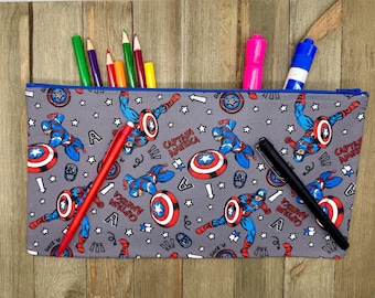 Superhero Comic Characters Print Zippered Pouch/Pencil Case/Makeup Bag / Coin Purse