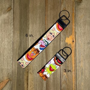 Famous Puppets Print Car Key Fob for House Keys, Wristlet Keychain, Keyring, Fabric Keyfob, Keychain Wristlet