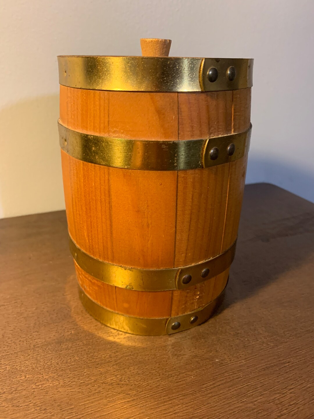 Mid Century Modern Insulated Wooden Ice Bucket Barware Etsy
