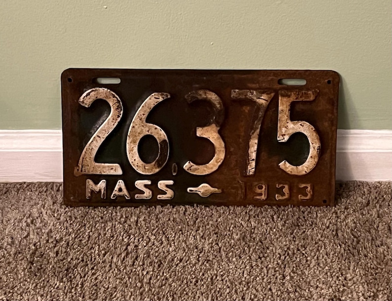 Antique 1933 Massachusetts License Plate Tag 26375 Vintage - Etsy