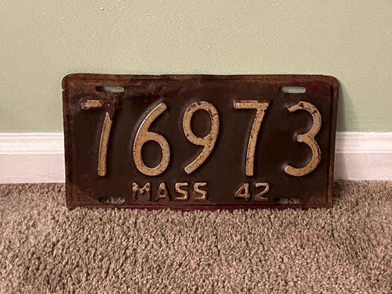 アンティーク 1942 マサチューセッツ ナンバープレート タグ 76973