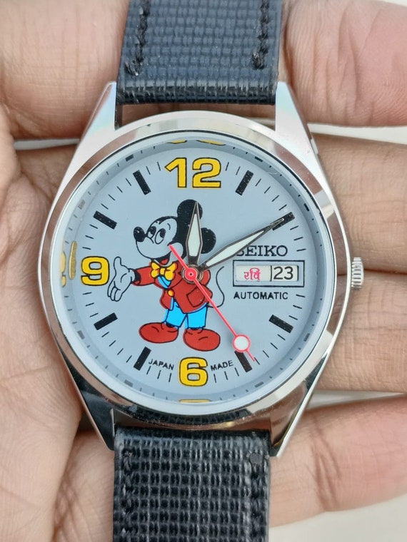 Rare Vintage Seiko 5 Mickey Mouse Automatic Mechanical Mens Etsy