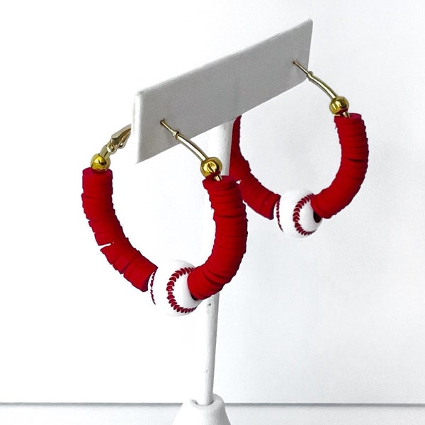 Cincinnati Reds Earrings, Red Baseball Earrings, Cincinnati Reds Baseball, Reds Baseball Jewelry, Cincinnati Reds Hoop Earrings