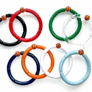 Basketball Bracelet: Acrylic Bead Stretch Bracelet, Team Colors