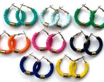 Summer Hoop Earrings, Colorful Hoops, Colorful Hoop Earrings, Summer Jewelry Bright Color, Summer Birthday Gift Earrings, Statement Jewelry