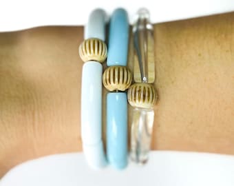 Carolina Blue Acrylic Stretch Bracelet: UNC Game Day Jewelry