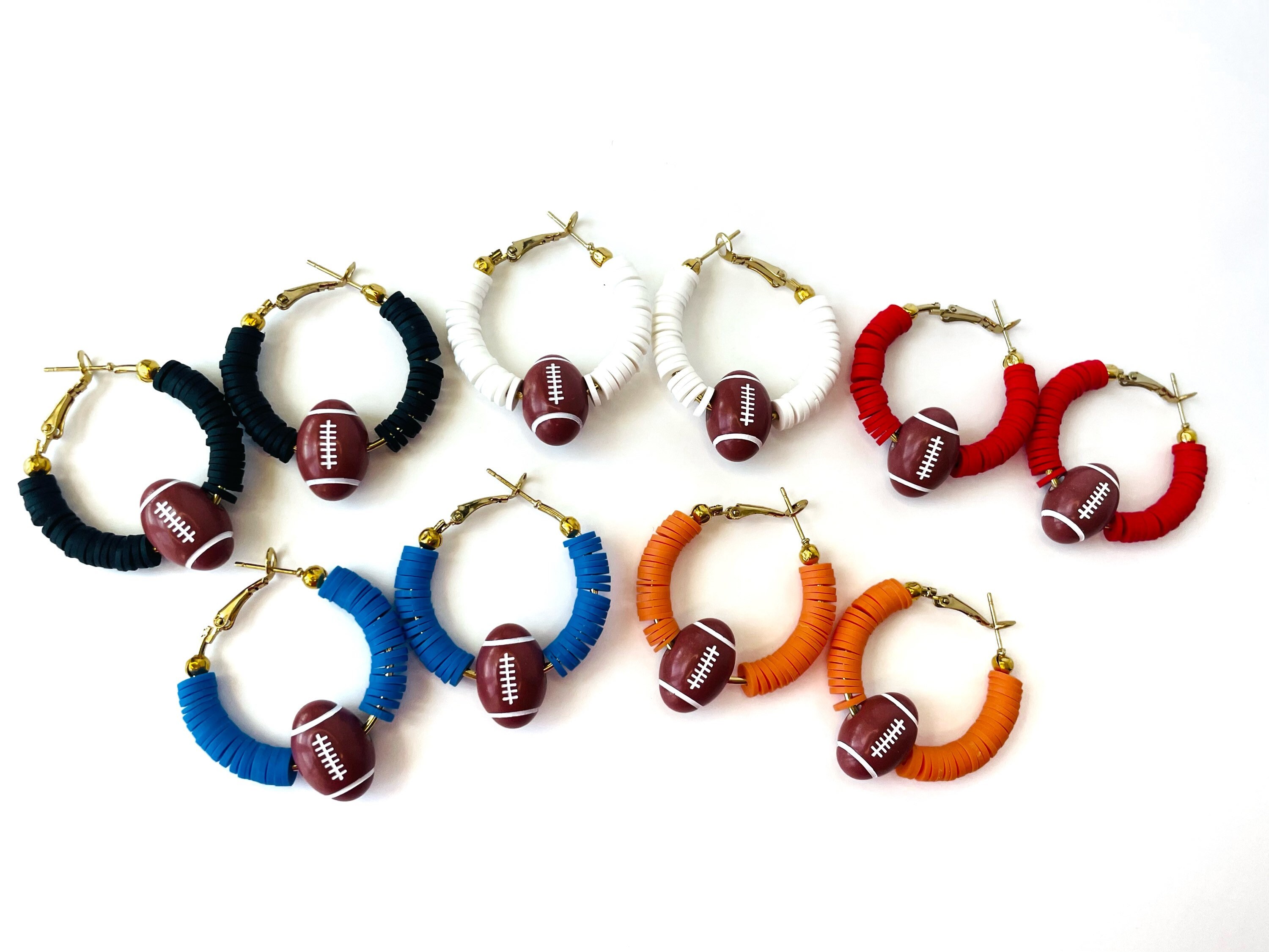 Football Hoop Earrings, School Football Jewelry, Game Day Earrings