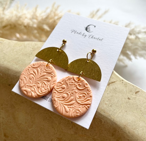 Peach cheap clay earrings