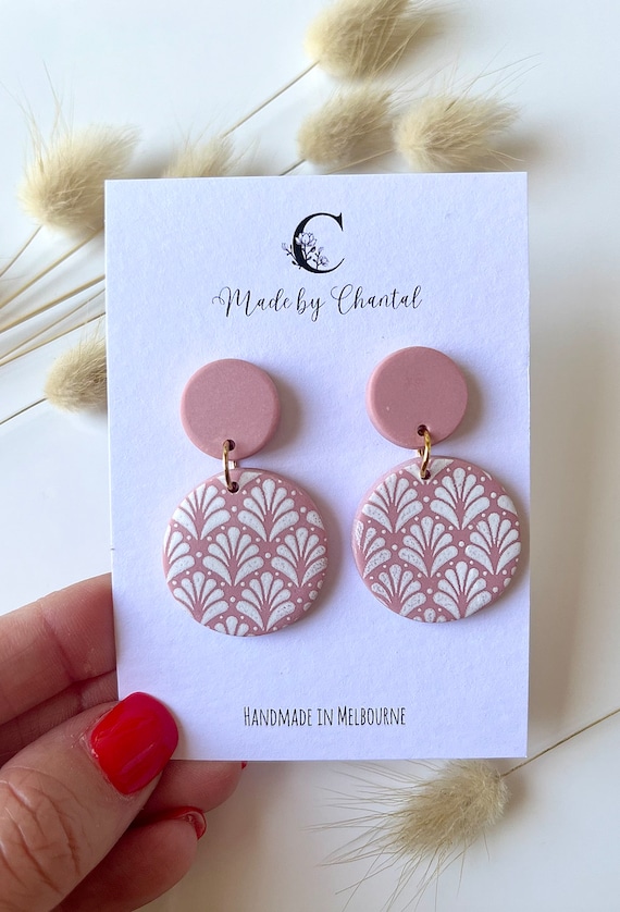 Round polymer clay earrings