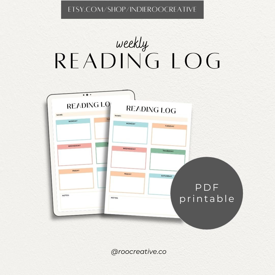 Colorful Weekly Reading Log for Kids | School Use Reading Log ...