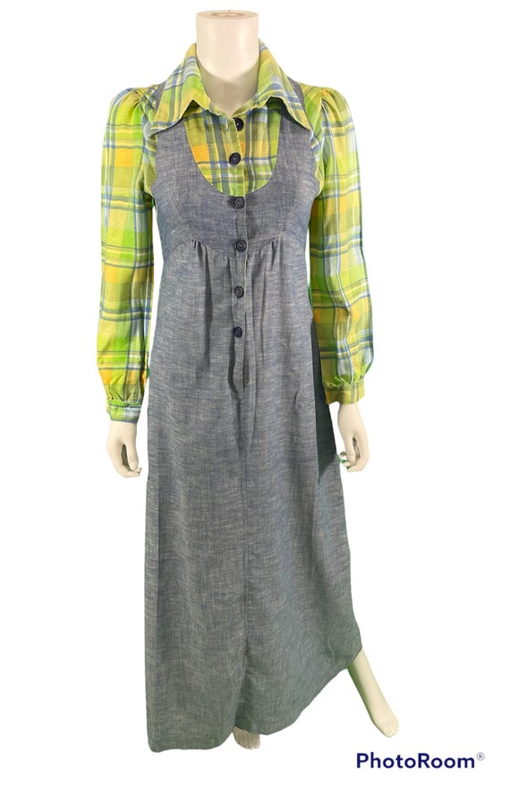 70’s chambray and plaid dress