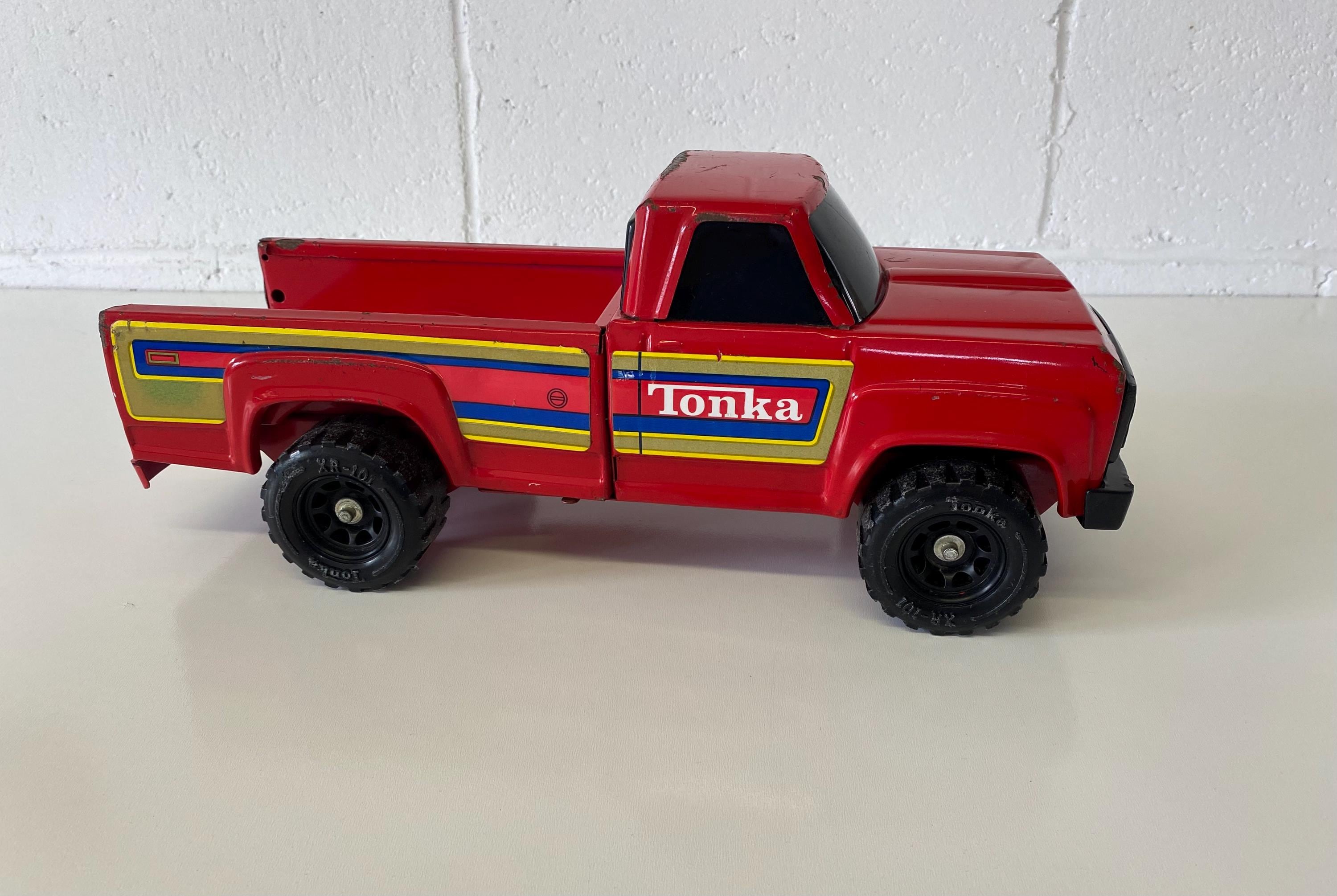 Tonka Red Pickup Truck, Vintage Pressed Steel Toy, Made in USA, American Classic