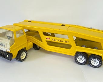 RARE FIND Vintage Toy Tonka Yellow Metal Car Carrier, Die