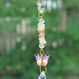 Rear View Mirror Tie Dye Car Charm,Glass Crystal Bead Hanging  Ornament,Dragonfly Charm,Hanging Purple Ball Prism,Car Rear View Mirror  Accessory