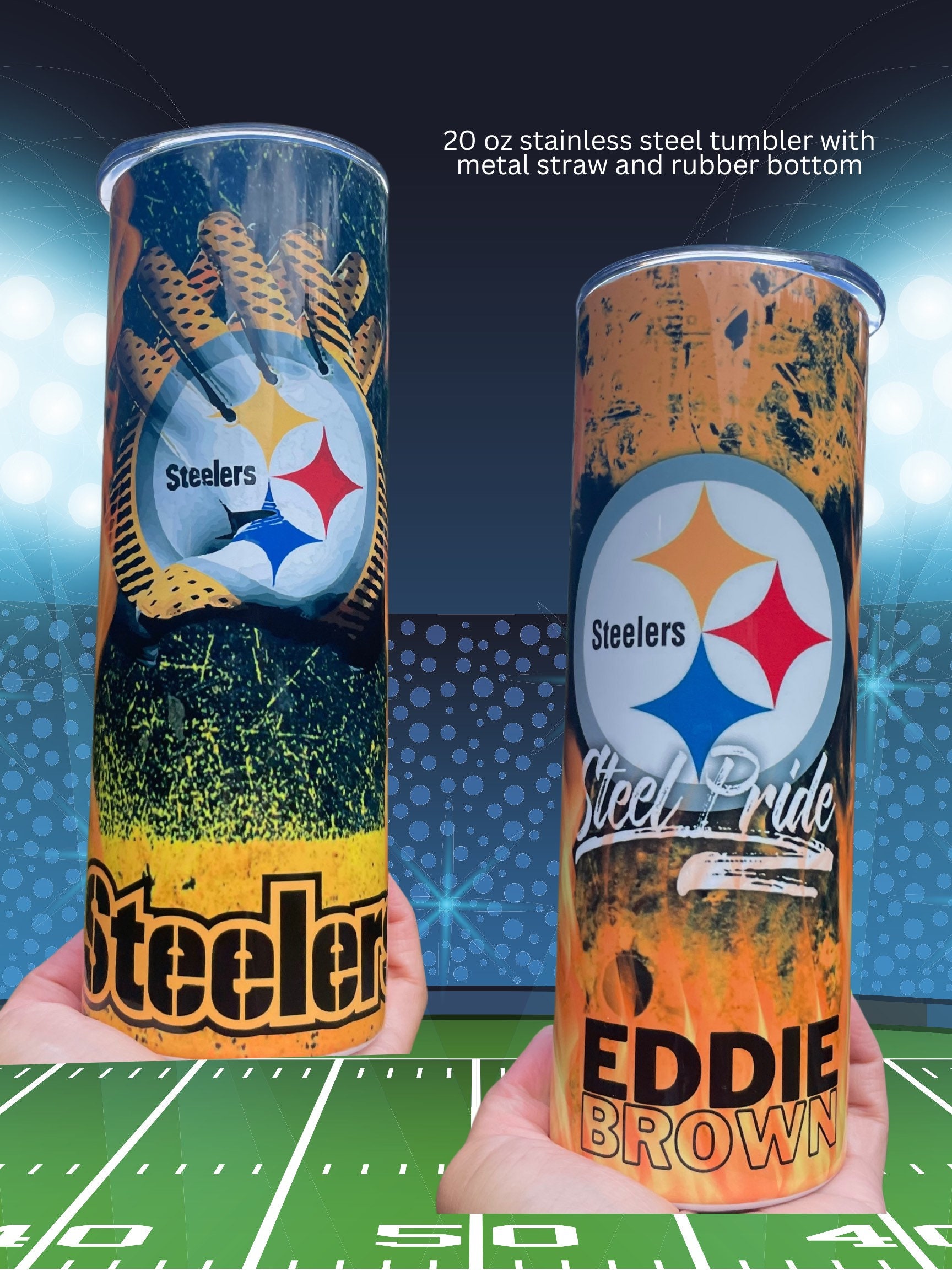 NFL Pittsburgh Steelers 16oz Acrylic Travel Tumbler with Metallic Graphics
