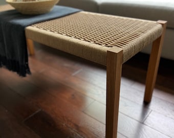 Timeless Danish Cord Bench, Mid-Century Modern Style