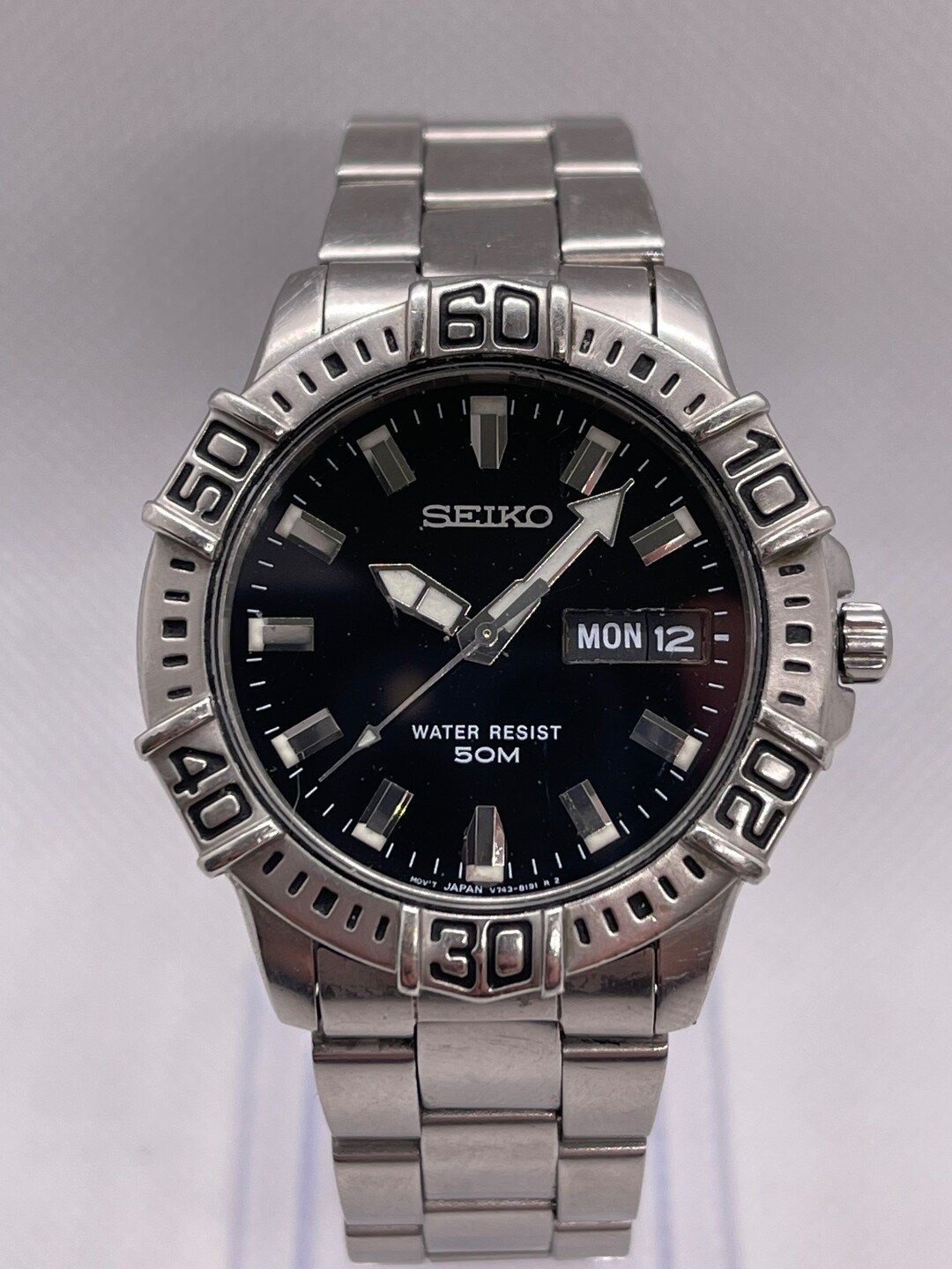 Vintage Seiko Quartz Day Date V743 8080 39 5mm Wide 42mm Lug Etsy