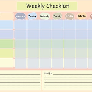 Weekly Checklist by Month and Day