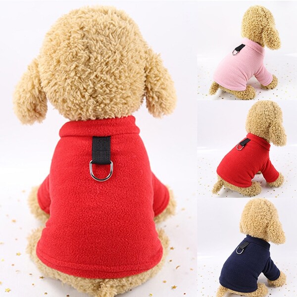 Cute Pet Dog Clothes Puppy Cat Shirt Warm Jacket Sweater FLEECE GIFT (For Small to Medium Sized Dogs)