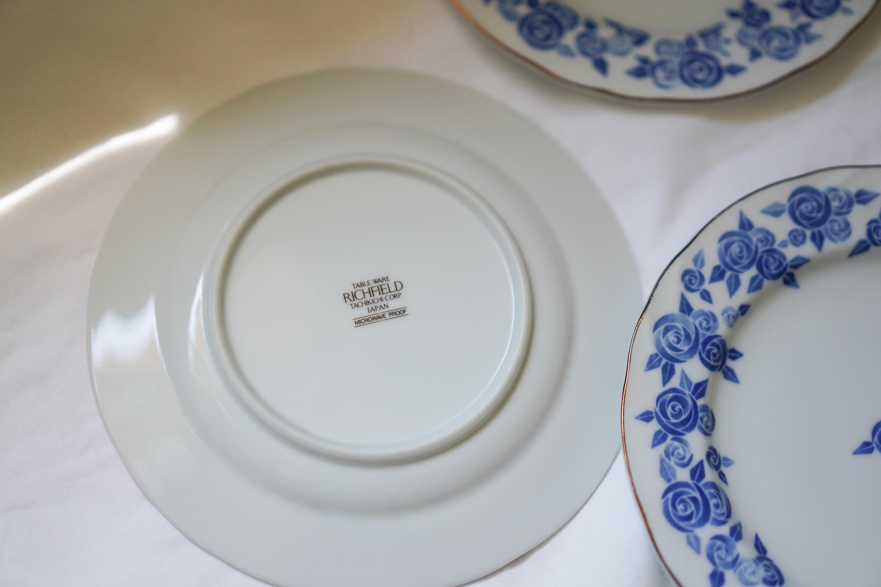 Japanese Vintage Richfield Tachikichi Porcelain Plate Saucer Set