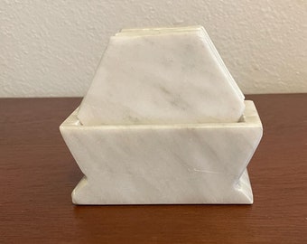 White Marble Coasters With Holder 3.5 Inches Coasters Hex Shaped