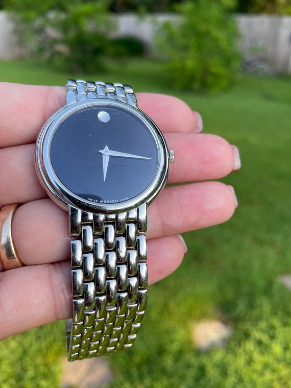 Movado Esperanza Mens 40MM Museum Silver Black Dia