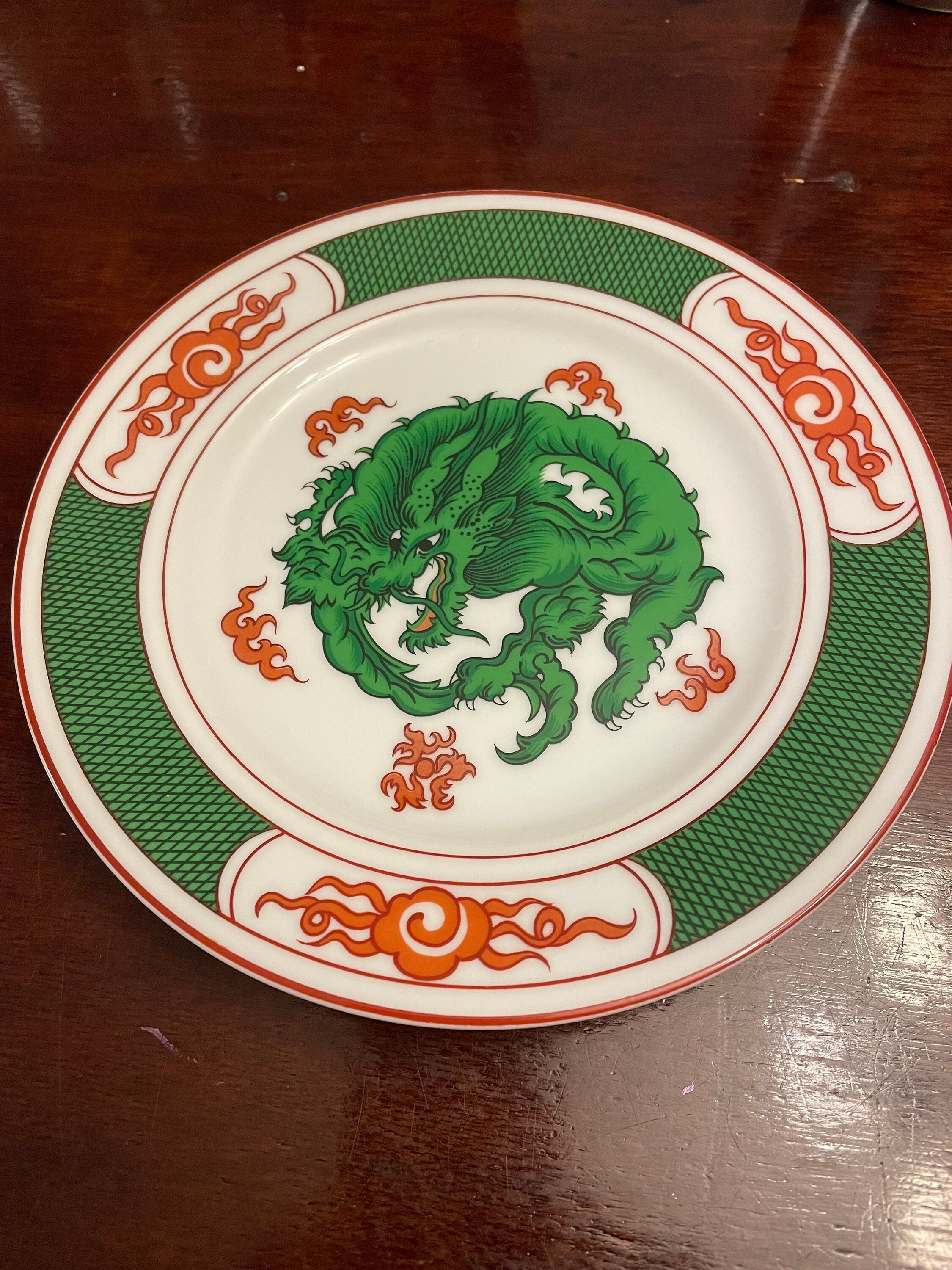 Fitz and Floyd - Dragon Crest Salad Plates (Two) - Green - 1970's  Discontinued