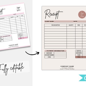Receipt Template, Small Business Receipt, Custom Order Form, Order Form ...