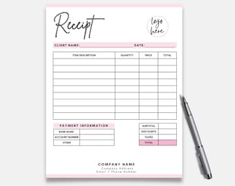 Receipt Template, Small Business Receipt, Custom Order Form, Order Form ...