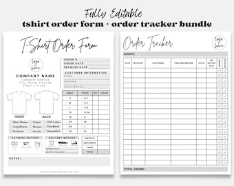 Tshirt Order Form, Shirt Order Form Template, T shirt Order Form, Custom Order Form, Order Form, Purchase Order Form, T-Shirt Order Form