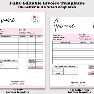 Invoice Template, Small Business Invoice Template, Invoice Receipt, Photography Invoice Template, Business Invoice, Editable Billing Form