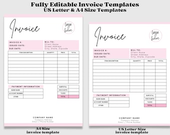 Invoice Template, Small Business Invoice Template, Invoice Receipt, Photography Invoice Template, Business Invoice, Editable Billing Form
