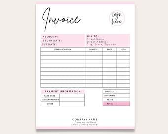 Invoice Template, Invoice Template for Small Business, Invoice Template Editable, Business Invoice, Custom Invoice, Printable Invoice