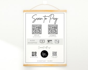 QR Code Zeichen, Scan To Pay Vorlage, Zahlungszeichen, QR Code Vorlage, Scan to Pay, QR Code Sign Business, Scan to Pay Zeichen, Zahlungszeichen Canva