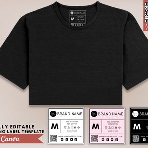 Printable Clothing Labels, Clothing Size Labels, Custom Clothing Tags, Clothing Care Labels, Clothing Tag Template, Neck Label, Clothing Tag