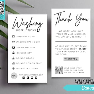 Care Instructions, Washing Instructions, Shirt Care Card, Shirt Care Instructions, T Shirt Packaging, Washing Instructions Card, Care Card