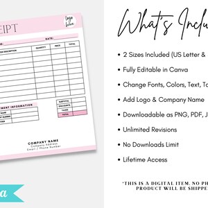 Receipt Template, Small Business Receipt, Custom Order Form, Order Form ...