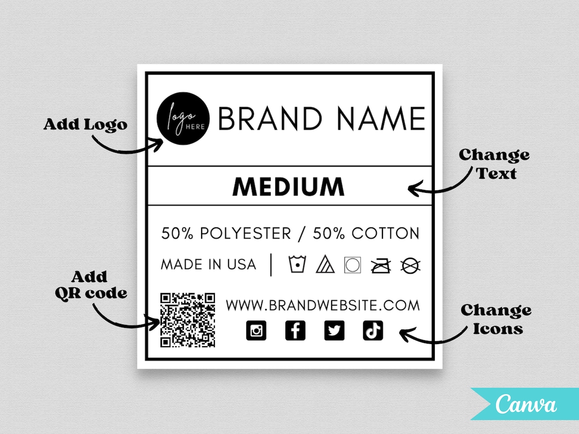 Printable Clothing Labels Clothing Size Labels Custom Etsy
