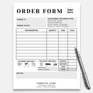 Order Form Template, Custom Order Form, Order Form, Craft Order Form, Printable Order Form, Order Form For Small Business, Canva Template