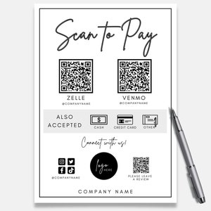 QR Code Sign, Scan To Pay Template, Payment Sign, QR Code Template, Scan to Pay, QR Code Sign Business, Scan to Pay Sign, Payment Sign Canva