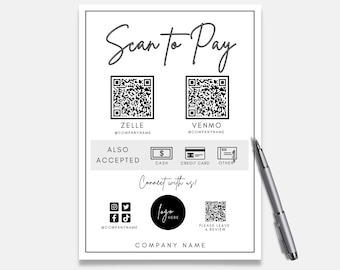 QR Code Zeichen, Scan To Pay Vorlage, Zahlungszeichen, QR Code Vorlage, Scan to Pay, QR Code Sign Business, Scan to Pay Zeichen, Zahlungszeichen Canva
