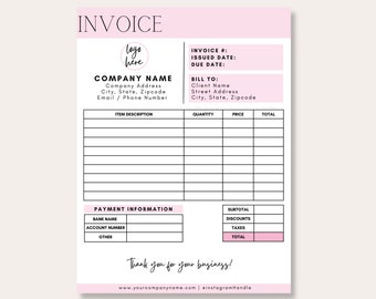 Invoice Template | Business Invoice | Printable Invoice | Invoice Form | Invoice Template Download | Custom Invoice Form | Canva Template
