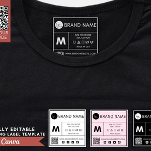 Printable Clothing Labels, Clothing Size Labels, Custom Clothing Tags, Clothing Care Labels, Clothing Tag Template, Neck Label, Clothing Tag