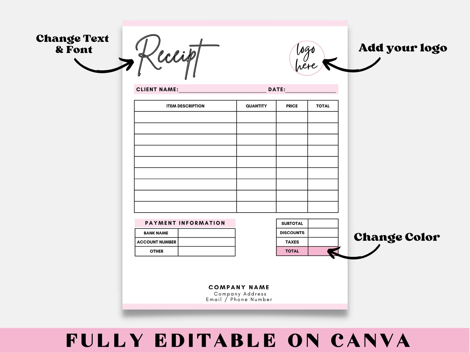 Receipt Template, Small Business Receipt, Custom Order Form, Order Form ...