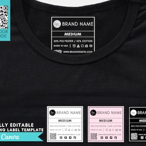 Printable Clothing Labels, Clothing Size Labels, Custom Clothing Tags, Clothing Care Labels, Clothing Tag Template, Neck Label, Clothing Tag
