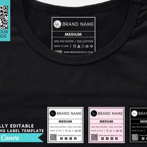 Printable Clothing Labels, Clothing Size Labels, Custom Clothing Tags, Clothing Care Labels, Clothing Tag Template, Neck Label, Clothing Tag