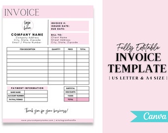 Invoice Template | Business Invoice | Printable Invoice | Invoice Form | Invoice Template Download | Custom Invoice Form | Canva Template