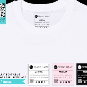 Printable Clothing Labels, Clothing Size Labels, Custom Clothing Tags, Clothing Care Labels, Clothing Tag Template, Neck Label, Clothing Tag
