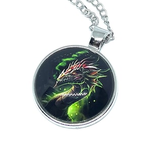 Green Dragon Pendant Necklace: Fantasy Resin Jewelry